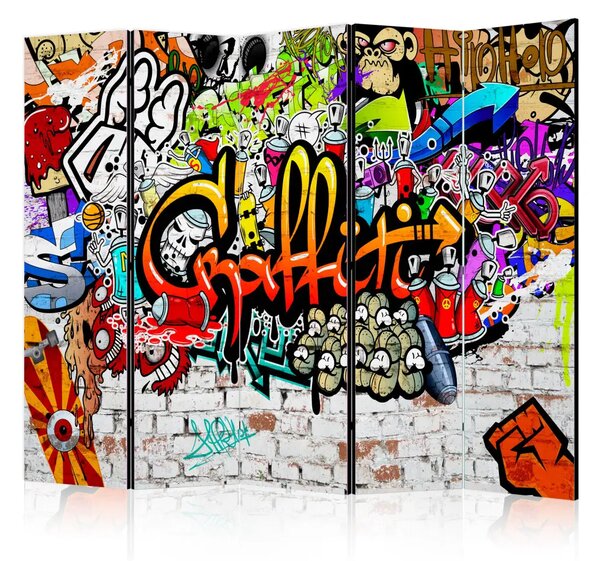 Paravento separè Stile colorato - graffiti urbani artistici su texture di mattoni