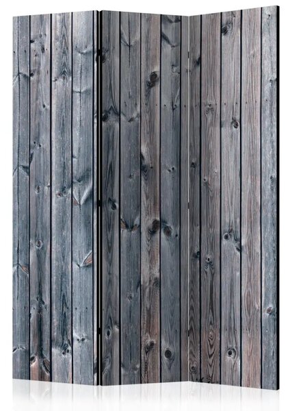 Paravento separè Eleganza rustica - texture delle tavole di legno grigio e sbiadito