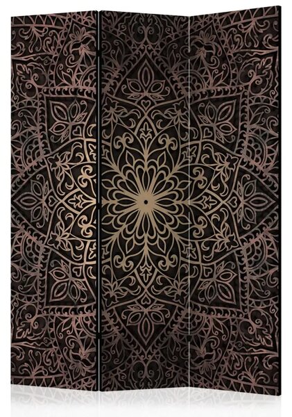 Paravento design Finezza reale - mandala marrone decorativa in stile orientale