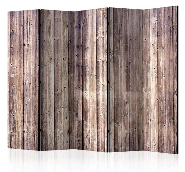 Paravento design Fascino del legno II - texture chiara delle tavole di legno marrone