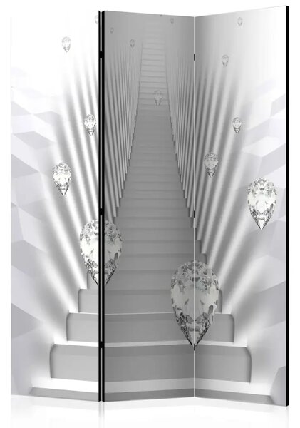 Paravento Mneme - spazio bianco con architettura astratta e diamanti