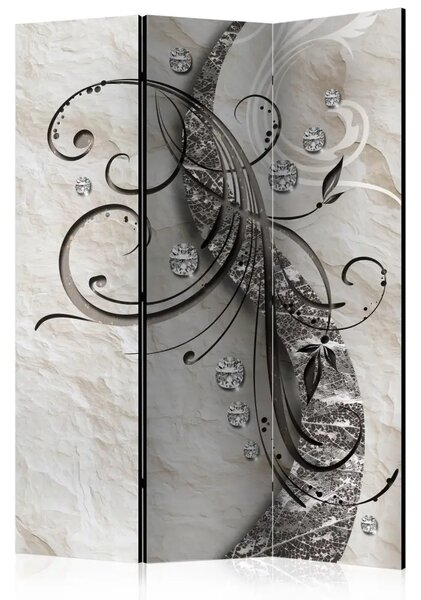 Paravento design Sentiero di diamanti - ornamenti argentati astratti in stile retrò