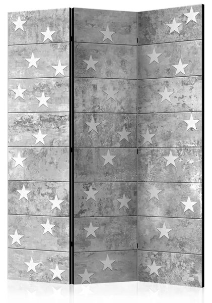 Paravento Stelle sul cemento - stelle bianche su texture di cemento grigio