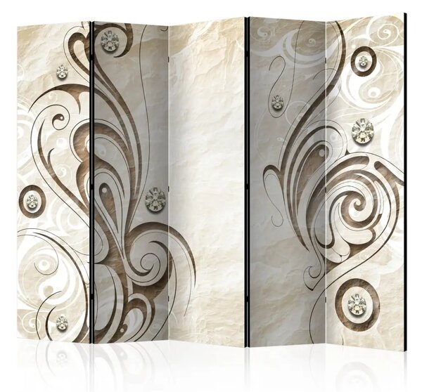 Paravento design Farfalla di pietra II - ornamenti luminosi astratti in stile barocco