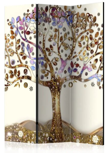 Paravento design Albero dorato - pianta artistica in motivo dorato astratto