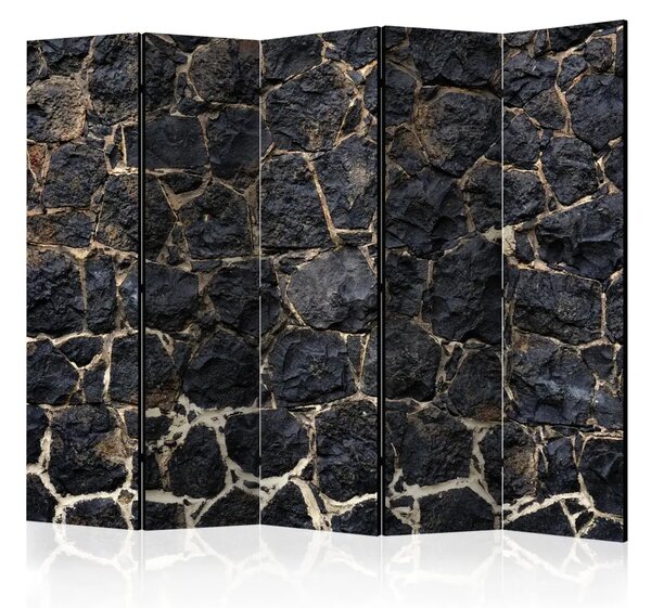Paravento design Tramonto di pietra II - texture architettonica di pietra nera