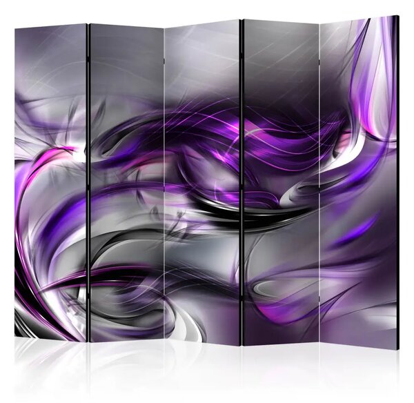 Paravento separè Vortice porpora II - vortice di onde viola e grigie