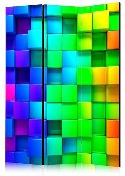 Paravento separè Cubi colorati - astratta illusione 3D con figure geometriche