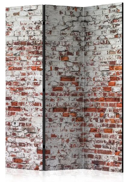 Paravento Eco dei giorni passati - texture urbana di mattoni rossi con dettagli bianchi