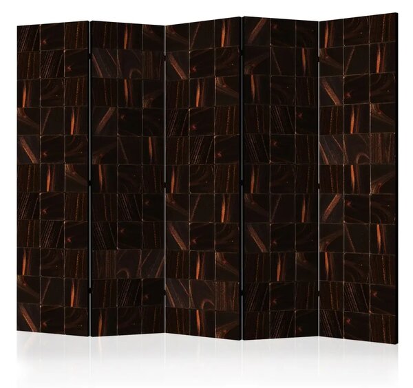 Paravento design Mistero della lava II - texture marrone di figure geometriche con bagliore