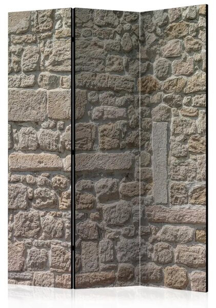 Paravento design Tempio di pietra - texture beige di mura urbane