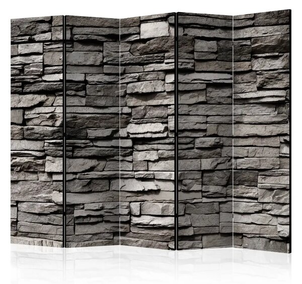 Paravento design Facciata in pietra II - texture di mattoni di pietra in tema grigio