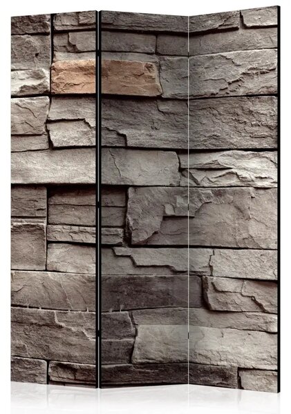 Paravento Muro del silenzio - texture marrone di mattoni di pietra