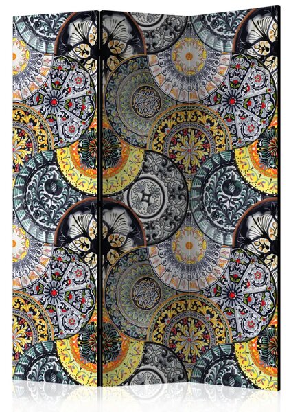 Paravento Esotismo dipinto - mosaico artistico con motivo fantasioso e colorato