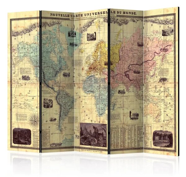 Paravento Nouvelle Carte Du Monde - mappa retro del mondo in francese