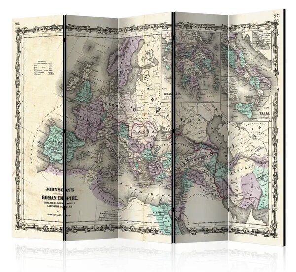 Paravento Impero Romano di Johnson - mappa dei continenti in stile retro