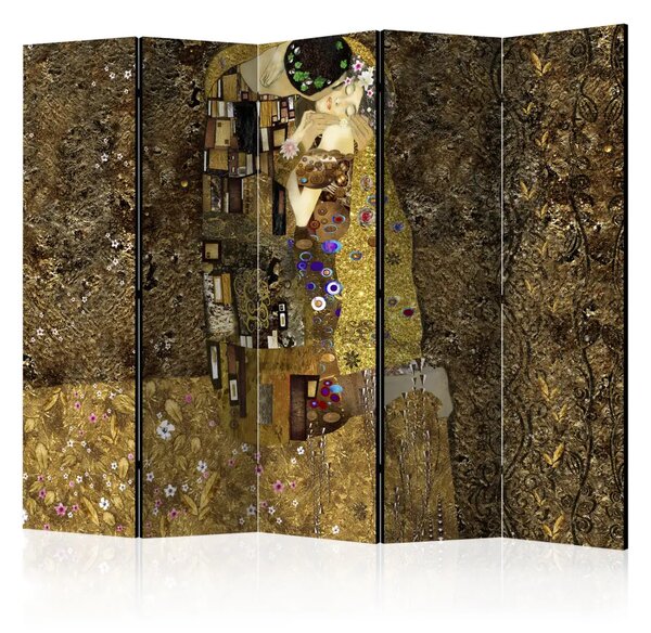 Paravento design Bacio d'oro II - figure romantiche nel tema di Gustav Klimt