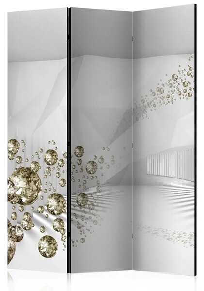 Paravento design Corridoio di diamanti - illusione bianca 3D nel luccichio dei diamanti
