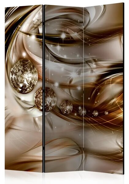 Paravento design Flusso di cioccolato - onde astratte marroni e luminose