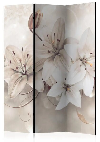 Paravento separè Gigli di diamanti - fiori nel bagliore chiaro su sfondo di ornamenti