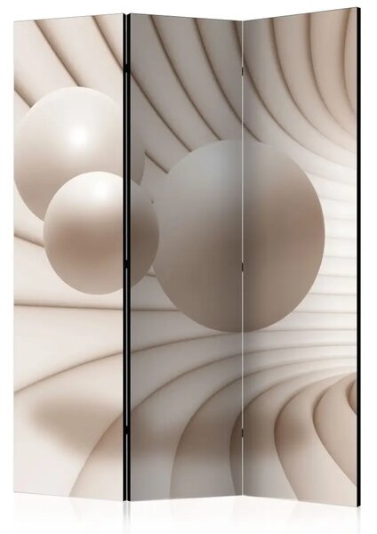 Paravento Sfere nel tunnel - illusione di figure geometriche in tunnel astratto