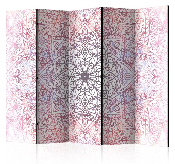 Paravento design Perfezione etnica II - mandala colorata su sfondo chiaro in tema Zen