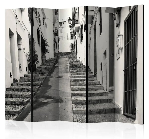 Paravento Vecchia città ad Altea II - architettura in bianco e nero