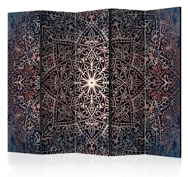 Paravento design Complessità spirituale II - mandala orientale e colorata in tema Zen