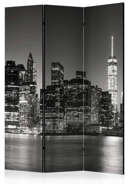 Paravento Notti newyorkesi - panorama in bianco e nero di New York