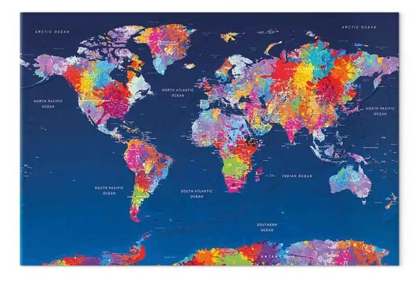 Quadro Continenti a colori - mappa artistica del mondo e scritte