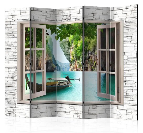 Paravento design Paradiso tailandese II - finestra con vista sulla Tailandia