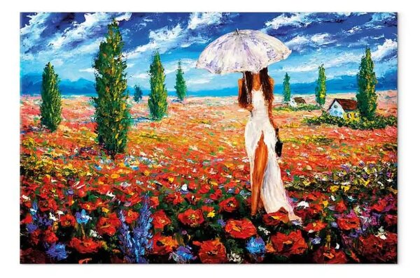 Quadro su tela Donna con ombrello