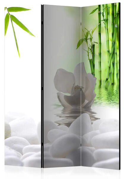 Paravento design Lago del silenzio - fiore di orchidea su acqua