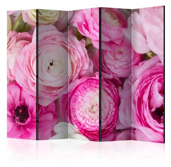 Paravento design Iris II - bouquet romantico di boccioli rosa chiaro