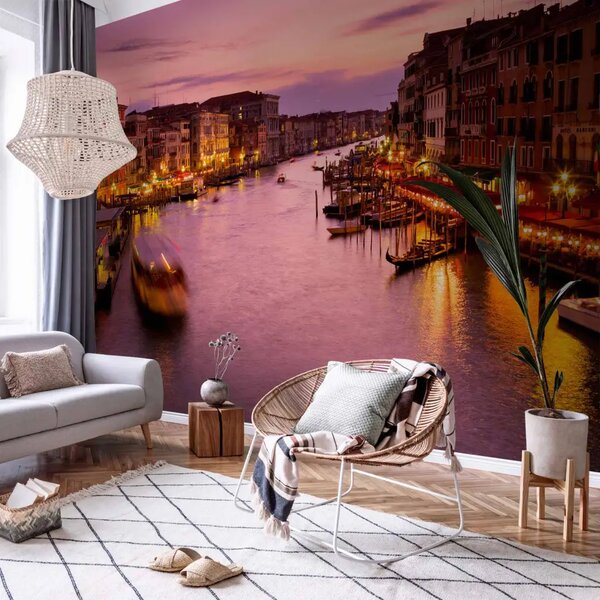Carta da parati moderna Città degli innamorati: Venezia di notte