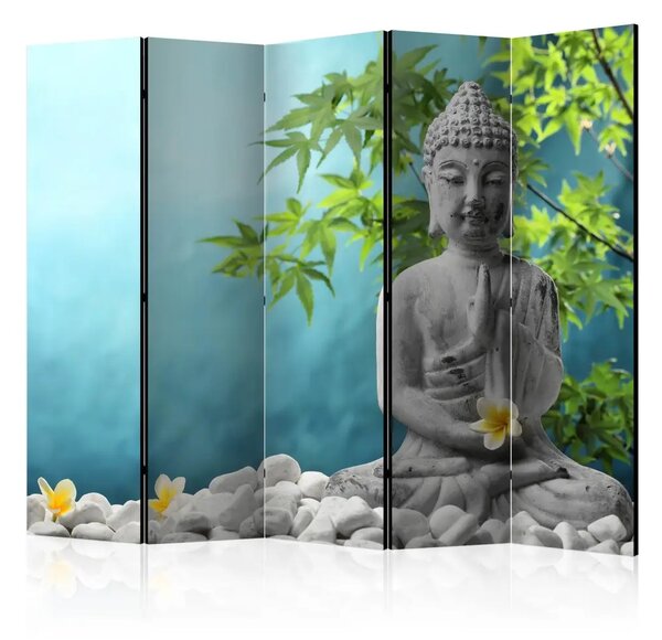 Paravento design Buddha in Meditazione II - Buddha in pietra in stile orientale