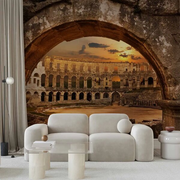 Carta da parati Architettura antica - Anfiteatro di Pula al tramonto
