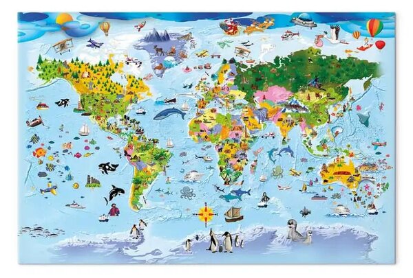 Quadro Mappa del mondo per bambini: viaggi colorati