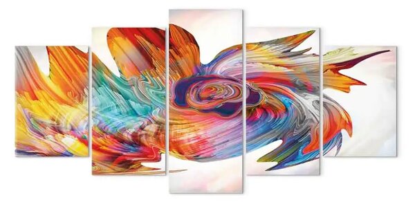Quadro contemporaneo Illusione colorata - vortice arcobaleno su sfondo bianco in astratto