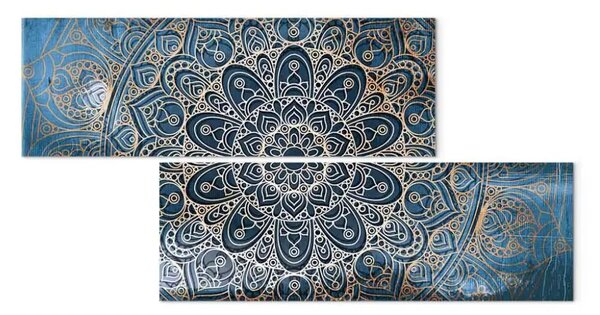 Quadro moderno Mandala: Serenità - mosaico orientale su sfondo blu in stile Zen