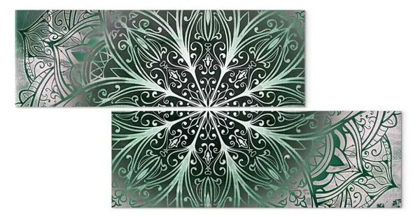 Quadro Mandala: Tesoro smeraldo - motivo verde orientale in stile Zen