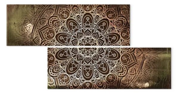 Quadro Mandala: Silenzio - motivi orientali in stile Zen con accento bronzeo