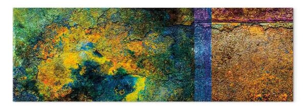 Quadro moderno Mistero della grotta solare - astratto colorato di texture metallica