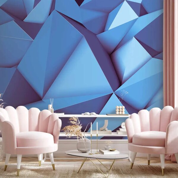 Carta da parati moderna Illusione geometrica 3D - composizione blu