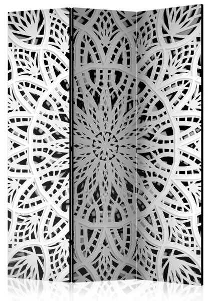 Paravento design Mandala Bianca - mandala orientale bianca con figure geometriche