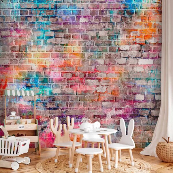 Carta da parati moderna Arcobaleno di colori -murale con disegni colorati per adolescenti