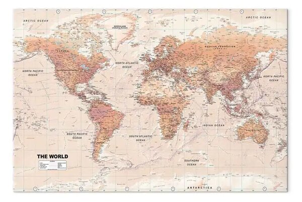 Quadro moderno Mappa del mondo: Il mondo arancione