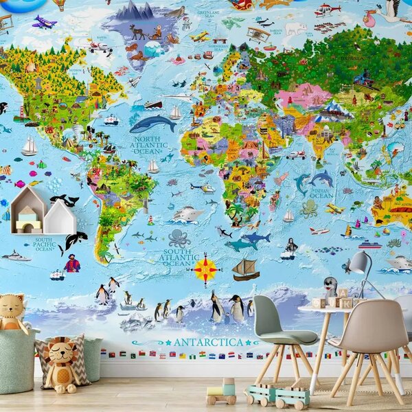 Carta da parati moderna Mappamondo per Bambini