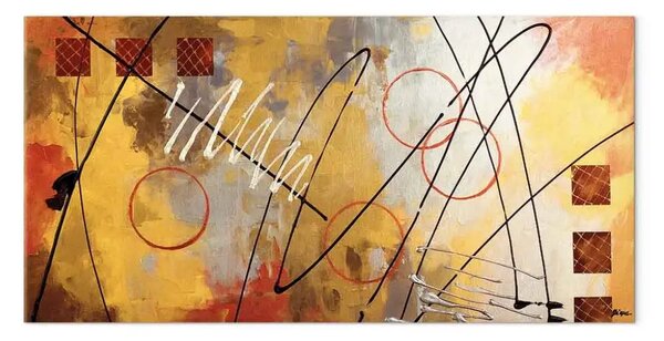 Quadro su tela Pensieri caldi - figure geometriche astratte dipinte a mano