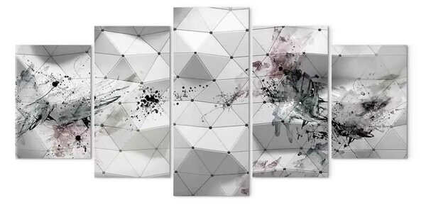 Quadro contemporaneo Schizzi e triangoli - texture grigia astratta in stile industriale